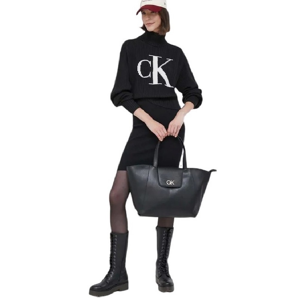 CALVIN KLEIN JEANS BLOWN UP CK LOOSE SWEATER ΜΠΛΟΥΖΑ ΓΥΝΑΙΚΕΙΑ BLACK