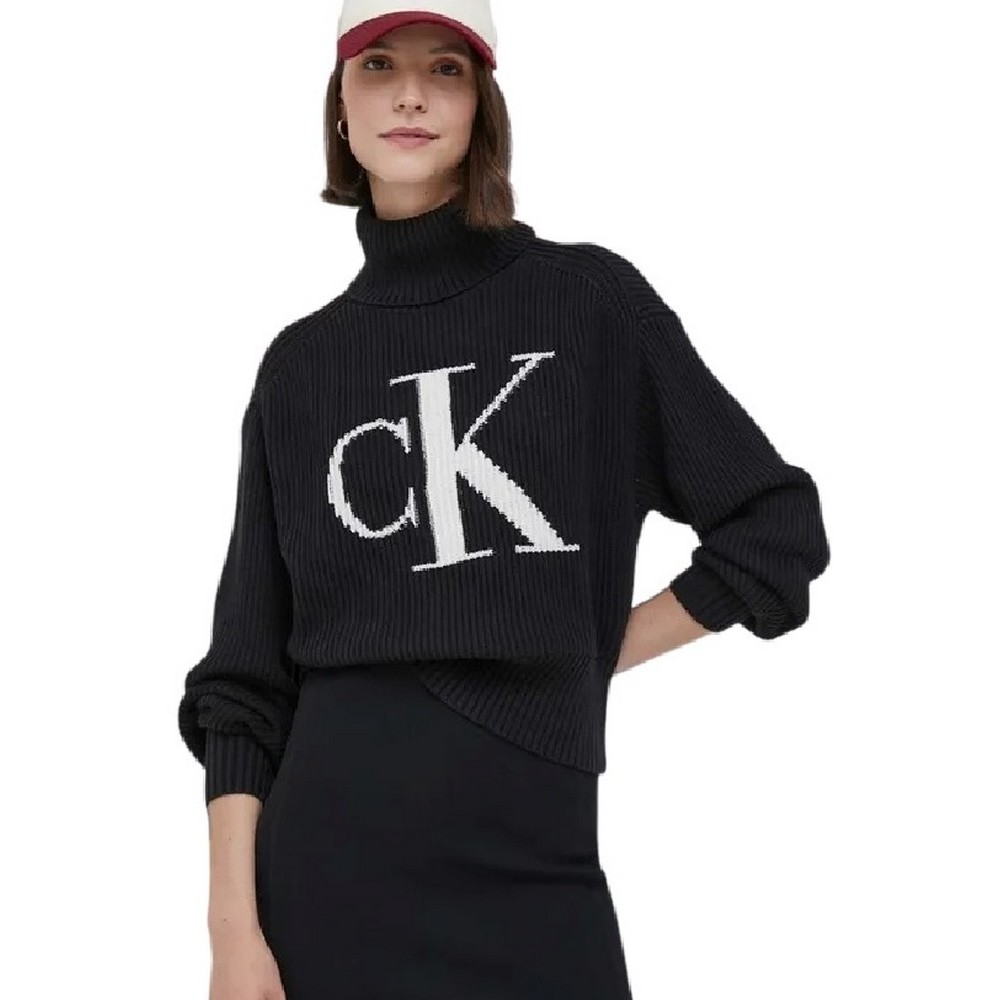 CALVIN KLEIN JEANS BLOWN UP CK LOOSE SWEATER ΜΠΛΟΥΖΑ ΓΥΝΑΙΚΕΙΑ BLACK