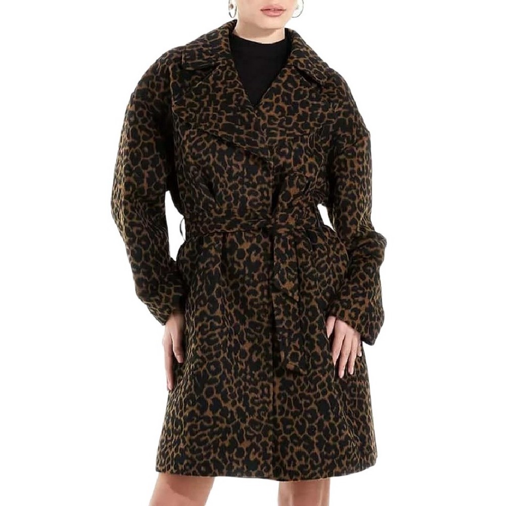 GUESS PATRIZIA BELTED COAT ΠΑΛΤΟ ΓΥΝΑΙΚΕΙΟ LEOPARD PRINT