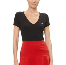 TOMMY JEANS SLIM ESSENTIAL RIB V SS T-SHIRT ΜΠΛΟΥΖΑ ΓΥΝΑΙΚΕΙΑ BLACK