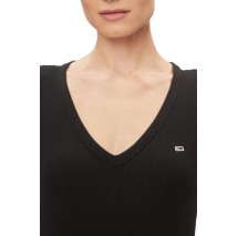 TOMMY JEANS SLIM ESSENTIAL RIB V SS T-SHIRT ΜΠΛΟΥΖΑ ΓΥΝΑΙΚΕΙΑ BLACK