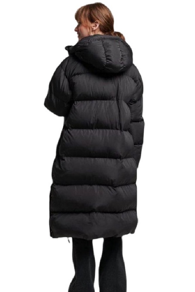 SUPERDRY D5 STUD LONGLINE HOODED PUFFER COAT ΜΠΟΥΦΑΝ ΓΥΝΑΙΚΕΙΟ BLACK