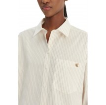 CALVIN KLEIN JEANS YARNDYE COTTON POPLIN RELAXED ΠΟΥΚΑΜΙΣΟ ΓΥΝΑΙΚΕΙΟ OFF WHITE