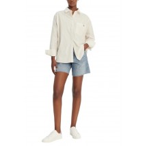 CALVIN KLEIN JEANS YARNDYE COTTON POPLIN RELAXED ΠΟΥΚΑΜΙΣΟ ΓΥΝΑΙΚΕΙΟ OFF WHITE