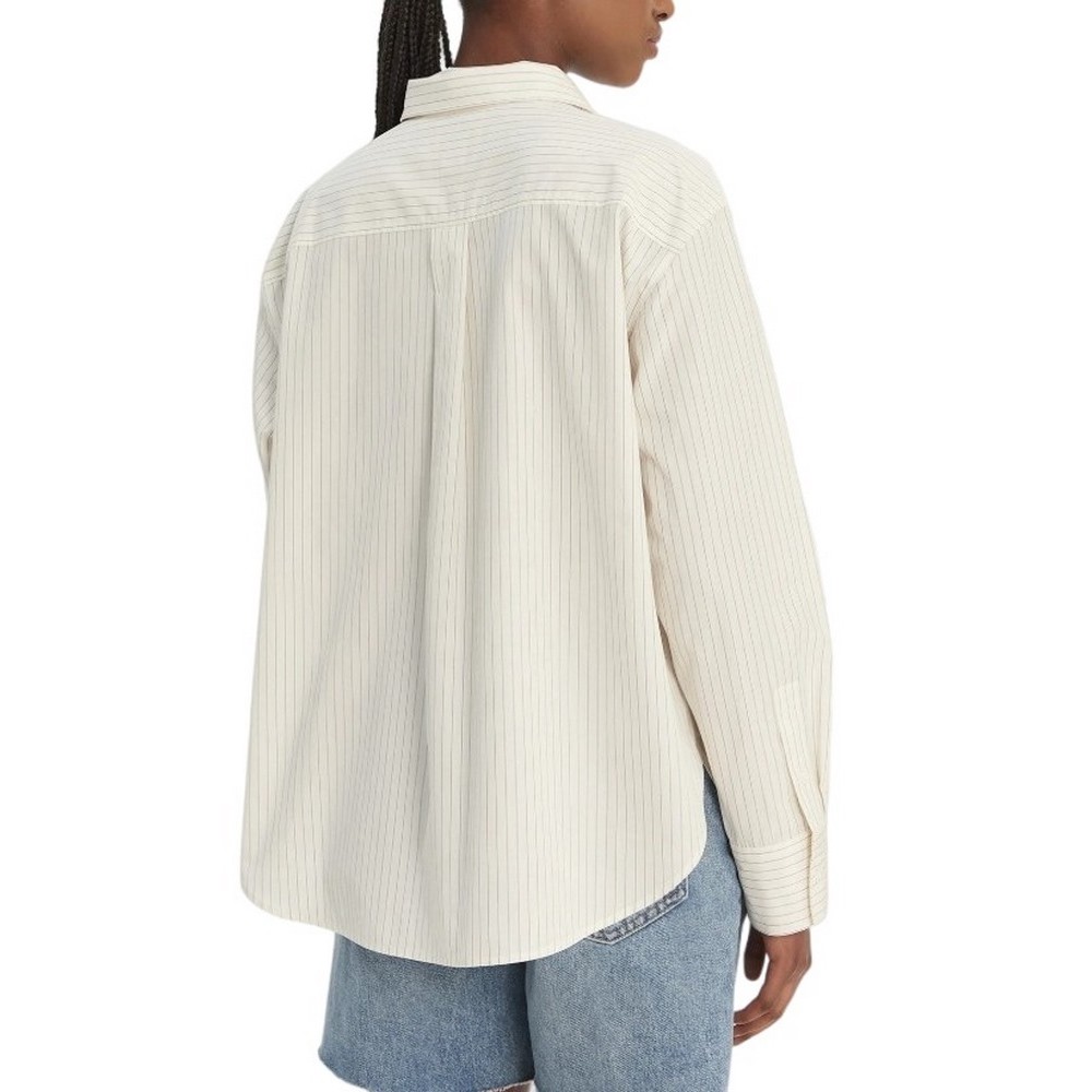 CALVIN KLEIN JEANS YARNDYE COTTON POPLIN RELAXED ΠΟΥΚΑΜΙΣΟ ΓΥΝΑΙΚΕΙΟ OFF WHITE