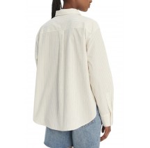 CALVIN KLEIN JEANS YARNDYE COTTON POPLIN RELAXED ΠΟΥΚΑΜΙΣΟ ΓΥΝΑΙΚΕΙΟ OFF WHITE