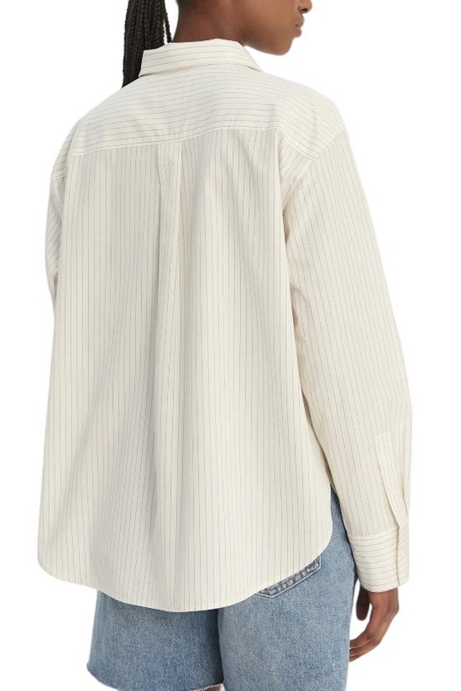 CALVIN KLEIN JEANS YARNDYE COTTON POPLIN RELAXED ΠΟΥΚΑΜΙΣΟ ΓΥΝΑΙΚΕΙΟ OFF WHITE