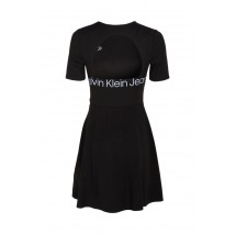 CALVIN KLEIN JEANS SHORT SLEEVE LOGO ELASTIC DRESS ΦΟΡΕΜΑ ΓΥΝΑΙΚΕΙΟ BLACK