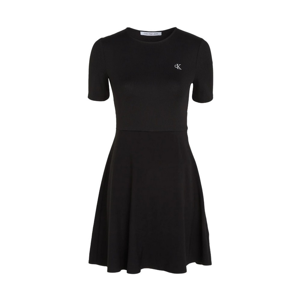 CALVIN KLEIN JEANS SHORT SLEEVE LOGO ELASTIC DRESS ΦΟΡΕΜΑ ΓΥΝΑΙΚΕΙΟ BLACK