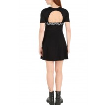 CALVIN KLEIN JEANS SHORT SLEEVE LOGO ELASTIC DRESS ΦΟΡΕΜΑ ΓΥΝΑΙΚΕΙΟ BLACK