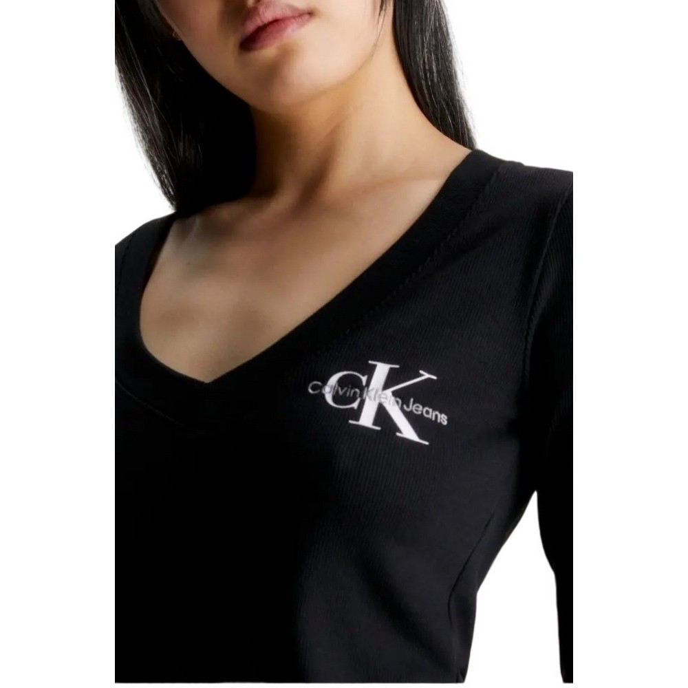 CALVIN KLEIN JEANS MONOLOGO LONG SLEEVE ΜΠΛΟΥΖΑ ΓΥΝΑΙΚΕΙΑ BLACK