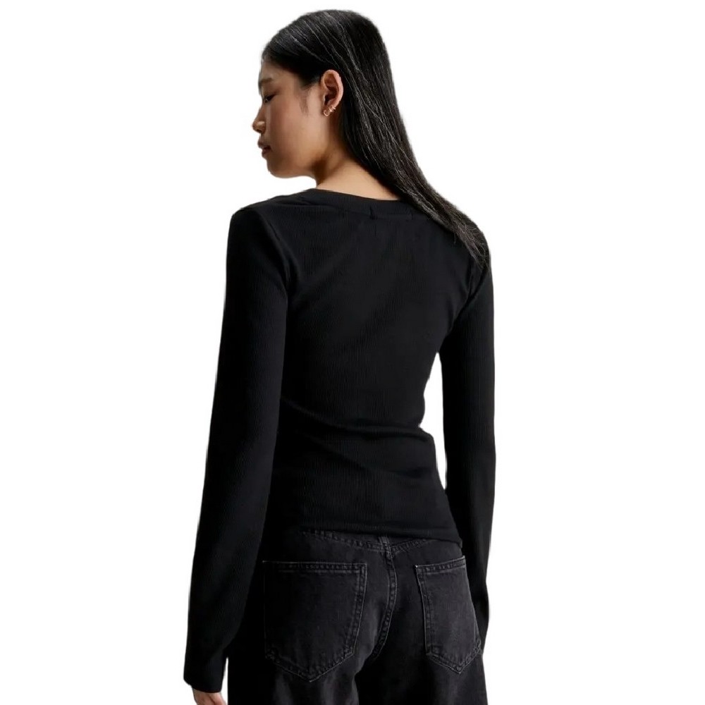 CALVIN KLEIN JEANS MONOLOGO LONG SLEEVE ΜΠΛΟΥΖΑ ΓΥΝΑΙΚΕΙΑ BLACK