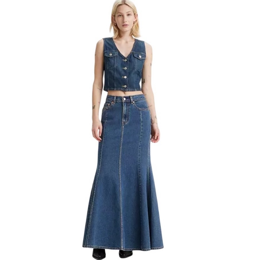 LEVIS MERMAID SKIRT FLAT FINISH A87260001 ΦΟΥΣΤΑ ΓΥΝΑΙΚΕΙΑ BLUΕ DENIM