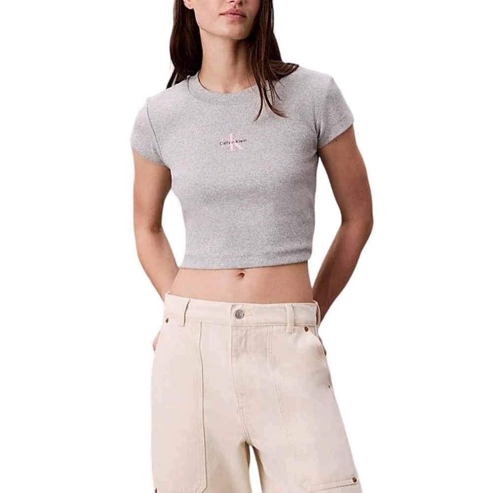 CALVIN KLEIN JEANS MONOGRAM BABY TEE T-SHIRT ΜΠΛΟΥΖΑ ΓΥΝΑΙΚΕΙΑ GREY