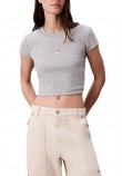 CALVIN KLEIN JEANS MONOGRAM BABY TEE T-SHIRT ΜΠΛΟΥΖΑ ΓΥΝΑΙΚΕΙΑ GREY