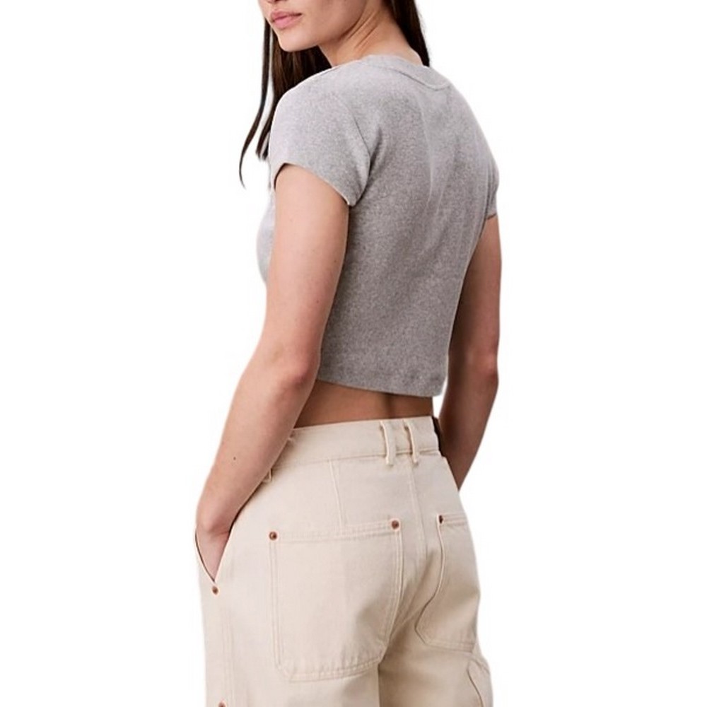 CALVIN KLEIN JEANS MONOGRAM BABY TEE T-SHIRT ΜΠΛΟΥΖΑ ΓΥΝΑΙΚΕΙΑ GREY