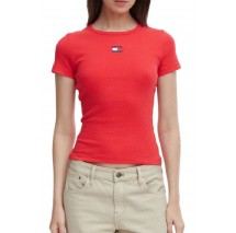 TOMMY JEANS SLIM BADGE RIB TEE T-SHIRT ΜΠΛΟΥΖΑ ΓΥΝΑΙΚΕΙΑ RED
