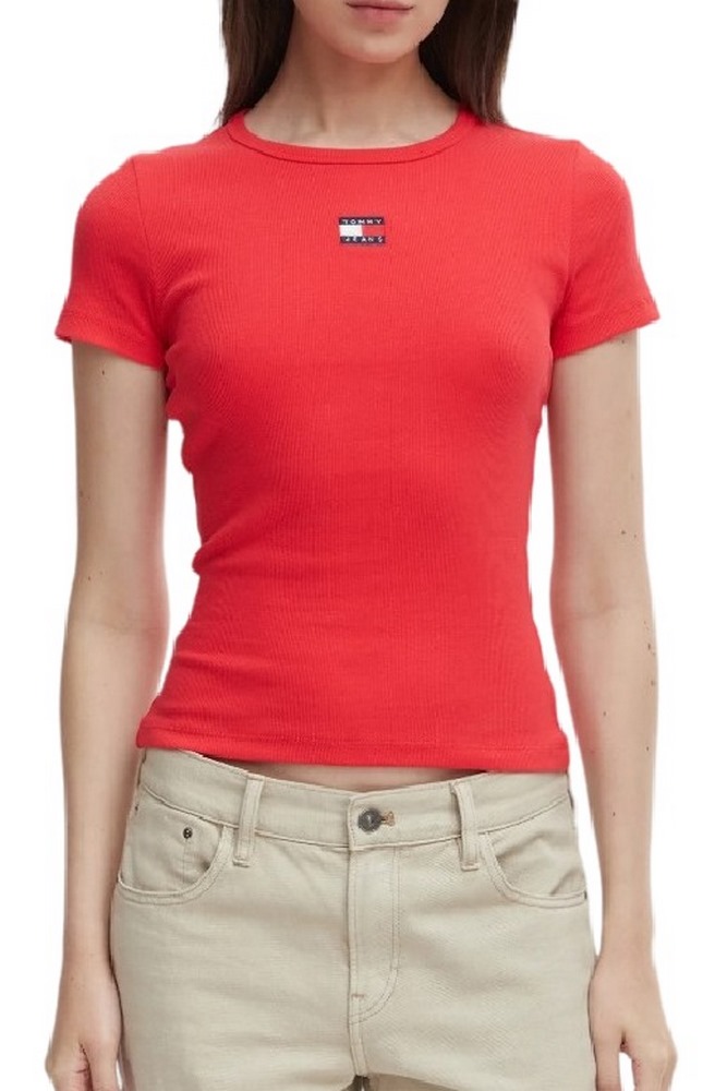 TOMMY JEANS SLIM BADGE RIB TEE T-SHIRT ΜΠΛΟΥΖΑ ΓΥΝΑΙΚΕΙΑ RED