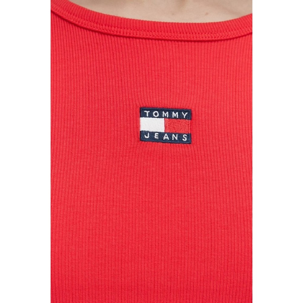 TOMMY JEANS SLIM BADGE RIB TEE T-SHIRT ΜΠΛΟΥΖΑ ΓΥΝΑΙΚΕΙΑ RED