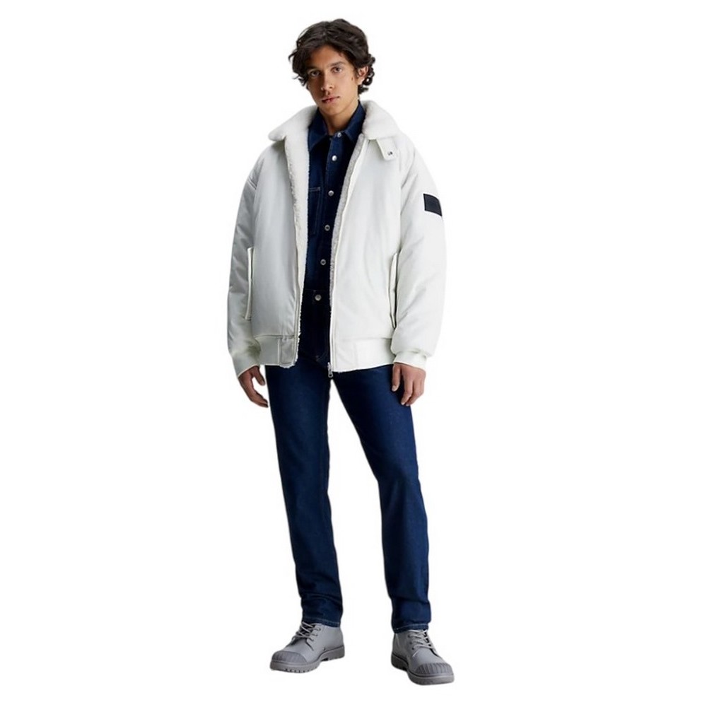 CALVIN KLEIN JEANS REVERSIBLE SHERPA BOMBER ΜΠΟΥΦΑΝ ΑΝΔΡΙΚΟ IVORY