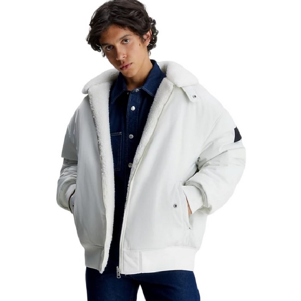 CALVIN KLEIN JEANS REVERSIBLE SHERPA BOMBER ΜΠΟΥΦΑΝ ΑΝΔΡΙΚΟ IVORY