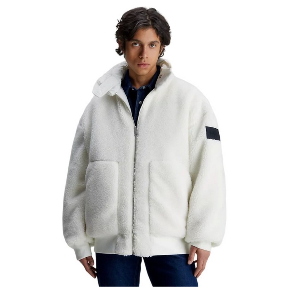 CALVIN KLEIN JEANS REVERSIBLE SHERPA BOMBER ΜΠΟΥΦΑΝ ΑΝΔΡΙΚΟ IVORY