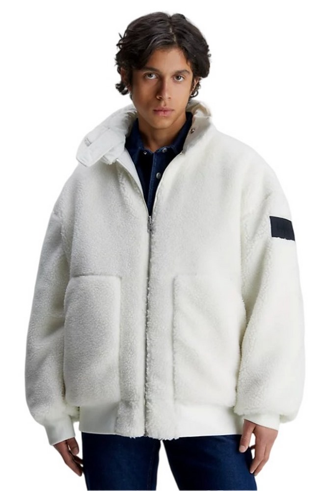 CALVIN KLEIN JEANS REVERSIBLE SHERPA BOMBER ΜΠΟΥΦΑΝ ΑΝΔΡΙΚΟ IVORY