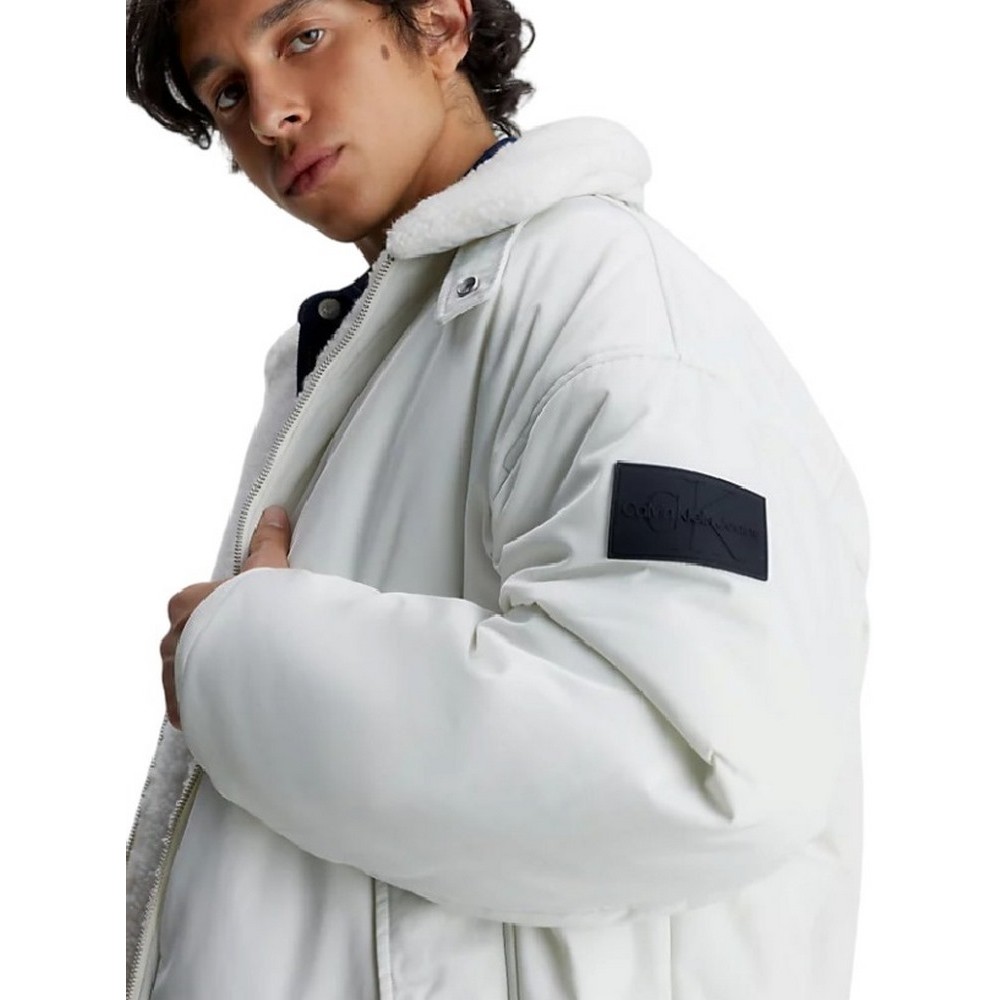 CALVIN KLEIN JEANS REVERSIBLE SHERPA BOMBER ΜΠΟΥΦΑΝ ΑΝΔΡΙΚΟ IVORY
