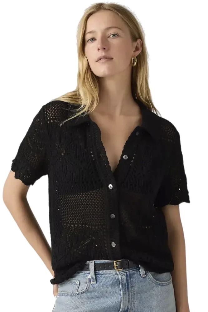 LEVIS SUSANNA FLORAL CROCHET SHIRT ΠΟΥΚΑΜΙΣΟ ΓΥΝΑΙΚΕΙΟ BLACK