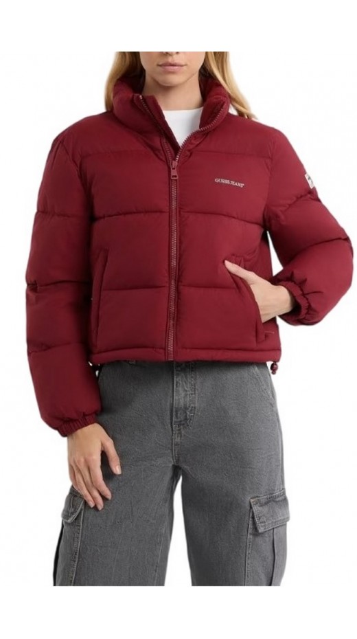 GUESS JEANS CROPPED PUFFER ΜΠΟΥΦΑΝ ΓΥΝΑΙΚΕΙΟ BORDEAUX