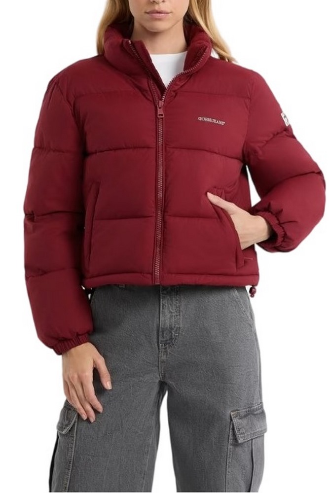 GUESS JEANS CROPPED PUFFER ΜΠΟΥΦΑΝ ΓΥΝΑΙΚΕΙΟ BORDEAUX