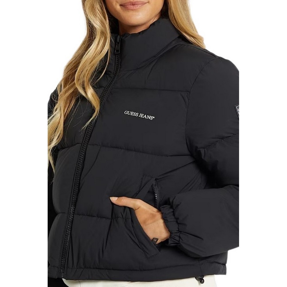 GUESS JEANS CROPPED PUFFER ΜΠΟΥΦΑΝ ΓΥΝΑΙΚΕΙΟ BLACK