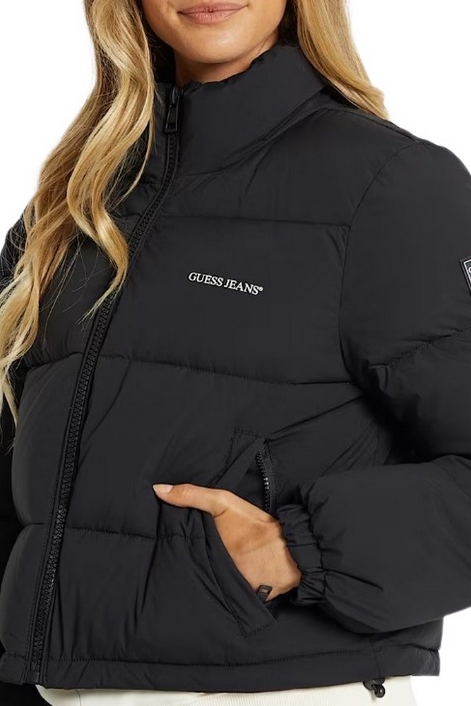 GUESS JEANS CROPPED PUFFER ΜΠΟΥΦΑΝ ΓΥΝΑΙΚΕΙΟ BLACK