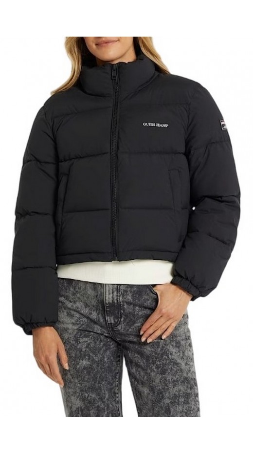 GUESS JEANS CROPPED PUFFER ΜΠΟΥΦΑΝ ΓΥΝΑΙΚΕΙΟ BLACK