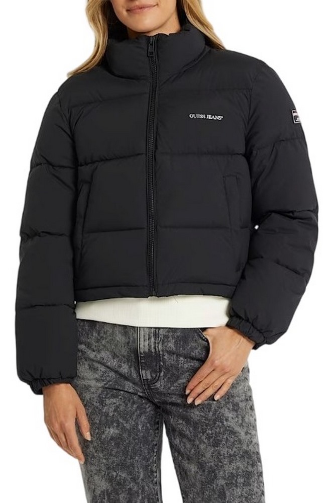 GUESS JEANS CROPPED PUFFER ΜΠΟΥΦΑΝ ΓΥΝΑΙΚΕΙΟ BLACK
