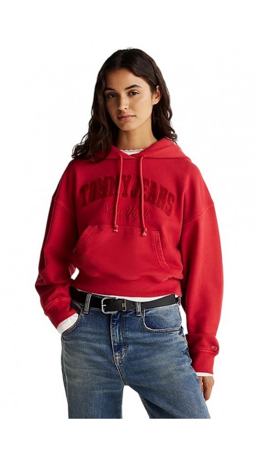 TOMMY JEANS BOXY CRP GMD VARSITY HOODIE ΦΟΥΤΕΡ ΜΠΛΟΥΖΑ ΓΥΝΑΙΚΕΙΑ RED
