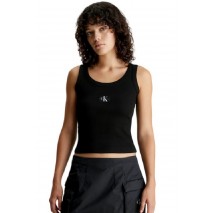 CALVIN KLEIN JEANS WOVEN LABEL RIB TANK TOP ΤΟΠ ΓΥΝΑΙΚΕΙΟ BLACK