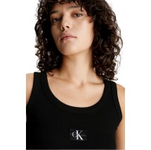 CALVIN KLEIN JEANS WOVEN LABEL RIB TANK TOP ΤΟΠ ΓΥΝΑΙΚΕΙΟ BLACK