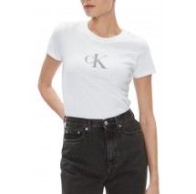 CALVIN KLEIN JEANS SEQUIN SLIM TEE T-SHIRT ΓΥΝΑΙΚΕΙΟ WHITE