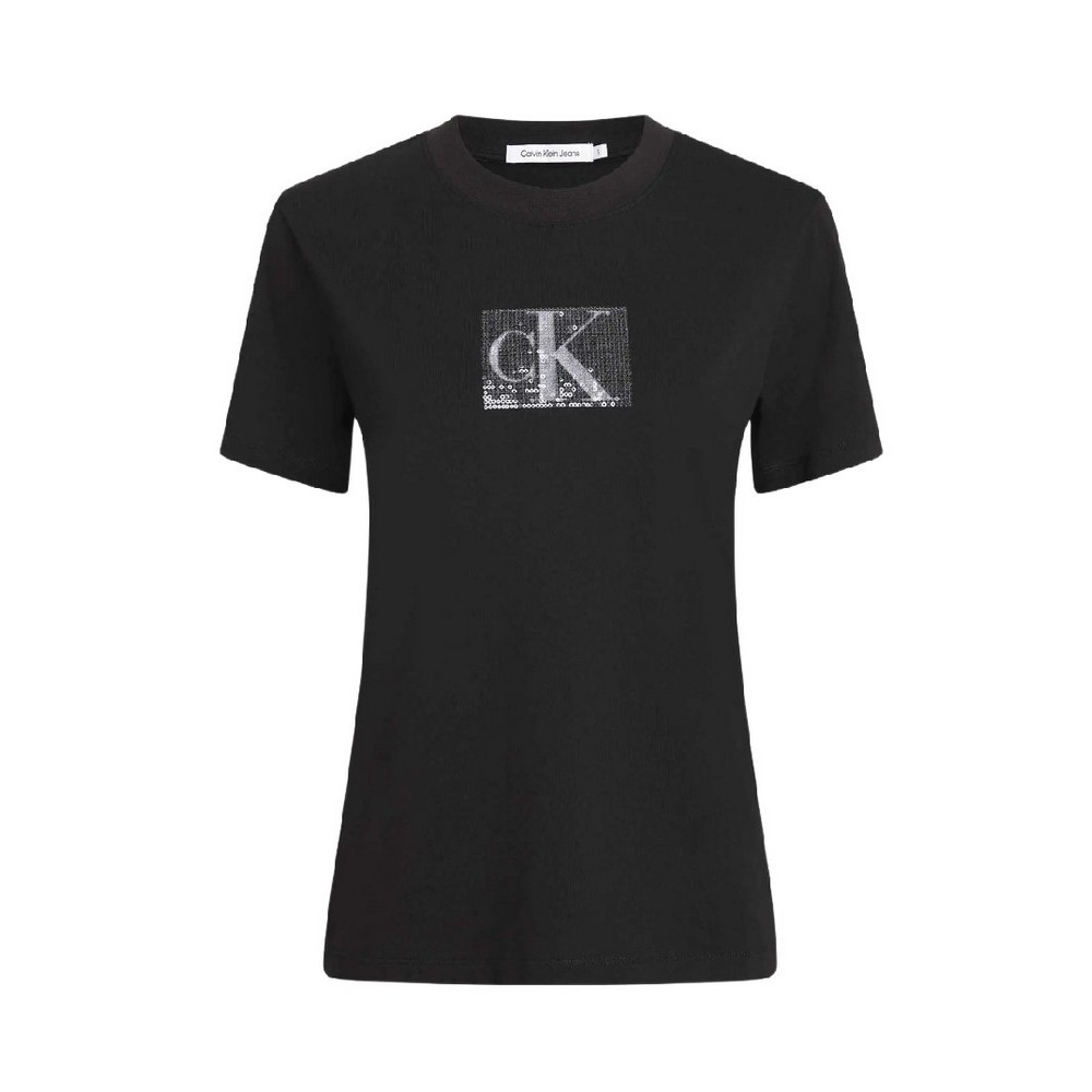 CALVIN KLEIN JEANS SEQUIN SLIM TEE T-SHIRT ΓΥΝΑΙΚΕΙΟ BLACK