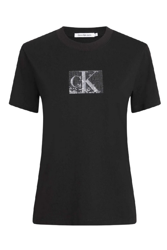 CALVIN KLEIN JEANS SEQUIN SLIM TEE T-SHIRT ΓΥΝΑΙΚΕΙΟ BLACK