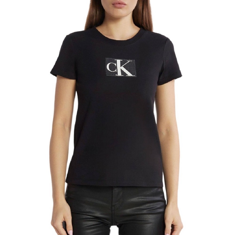 CALVIN KLEIN JEANS SEQUIN SLIM TEE T-SHIRT ΓΥΝΑΙΚΕΙΟ BLACK