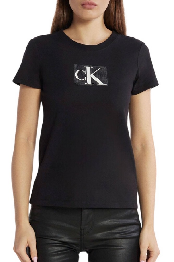 CALVIN KLEIN JEANS SEQUIN SLIM TEE T-SHIRT ΓΥΝΑΙΚΕΙΟ BLACK