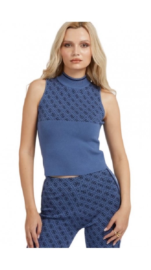 GUESS SL RN LISE 4G SWTR TOP ΜΠΛΟΥΖΑ ΓΥΝΑΙΚΕΙΑ BLUE