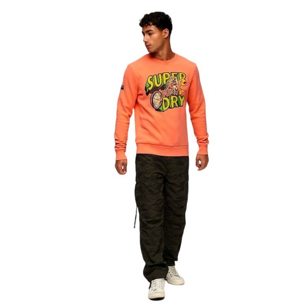 SUPERDRY  MOTOR RETRO GRAPHIC SWEATSHIRT ΜΠΛΟΥΖΑ ΦΟΥΤΕΡ ΑΝΔΡΙΚΗ CORAL