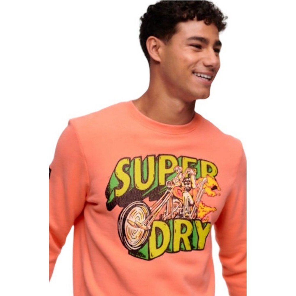 SUPERDRY D3 OVIN MOTOR RETRO GRAPHIC SWEATSHIRT ΜΠΛΟΥΖΑ ΦΟΥΤΕΡ ΑΝΔΡΙΚΗ CORAL