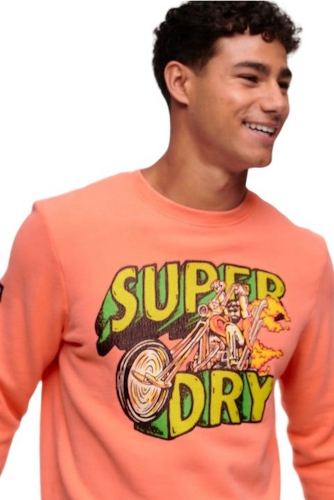 SUPERDRY D3 OVIN MOTOR RETRO GRAPHIC SWEATSHIRT ΜΠΛΟΥΖΑ ΦΟΥΤΕΡ ΑΝΔΡΙΚΗ CORAL