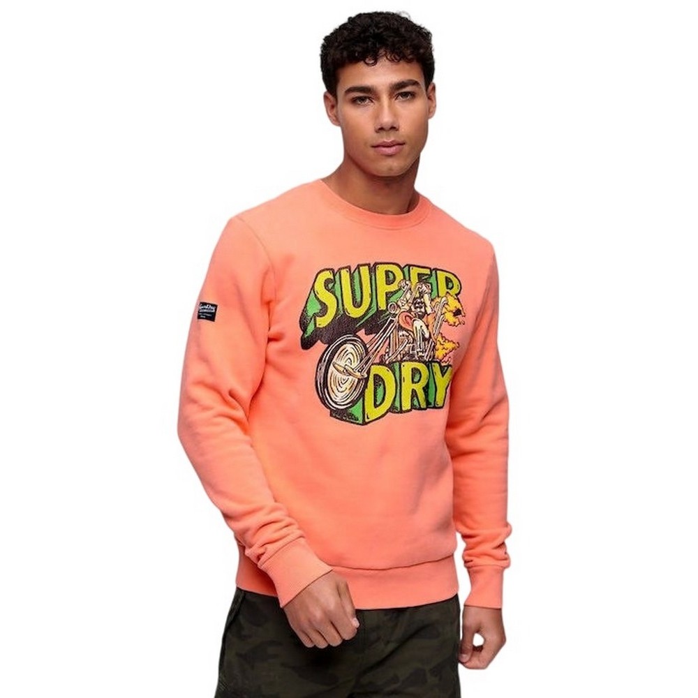 SUPERDRY  MOTOR RETRO GRAPHIC SWEATSHIRT ΜΠΛΟΥΖΑ ΦΟΥΤΕΡ ΑΝΔΡΙΚΗ CORAL