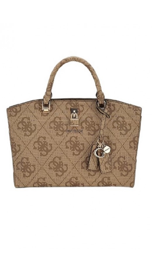 GUESS QUEENSLAND LUXURY SATCHEL ΤΣΑΝΤΑ ΓΥΝΑΙΚΕΙΑ LATTE