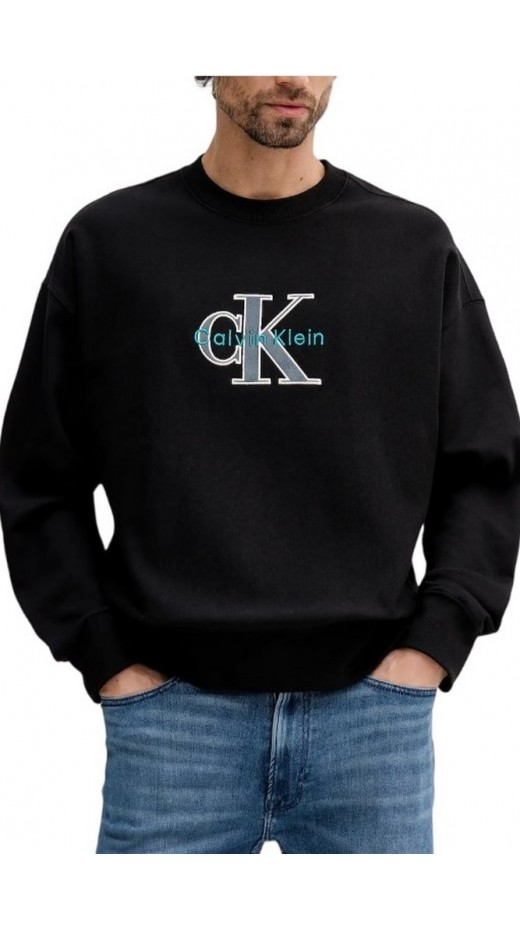 CALVIN KLEIN JEANS PREMIUM TRI-COLOR MONOLOGO ΦΟΥΤΕΡ ΜΠΛΟΥΖΑ ΑΝΔΡΙΚΗ BLACK